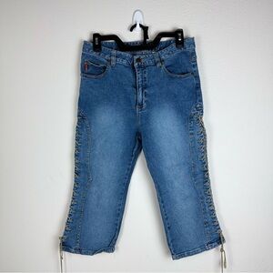 Mudd Y2K Lace-Up Capri Jeans Size Tag 145 Fits Like Juniors 7 / Women’s‎ XS-S